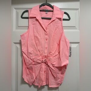 Nine West Pink Button-Down Blouse LG